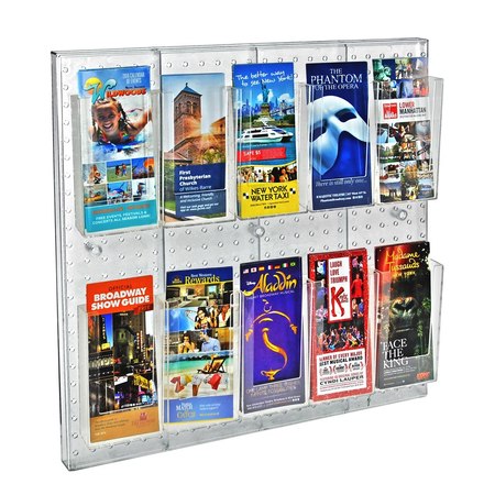 AZAR DISPLAYS 10 Pocket Trifold Size Pegboard Wall Brochure Holder 700680